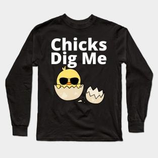 Kids Easter Chicks Dig Me Retro Vintage Chickens Spring Gift Long Sleeve T-Shirt